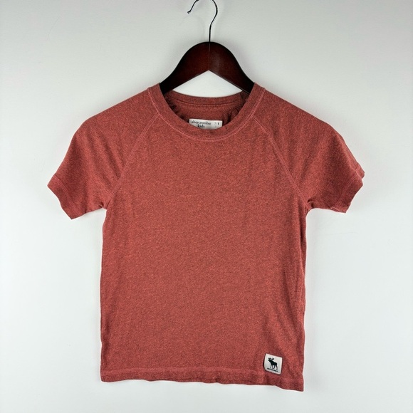 AF Abercrombie Kids Boys Orange Short Sleeve Stretch Shirt Top Size 7 8 Medium - Picture 1 of 4